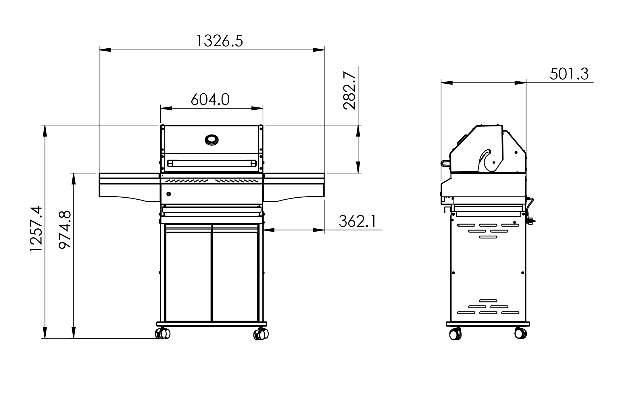 ابعاد باربکیو ذغالی توربو101